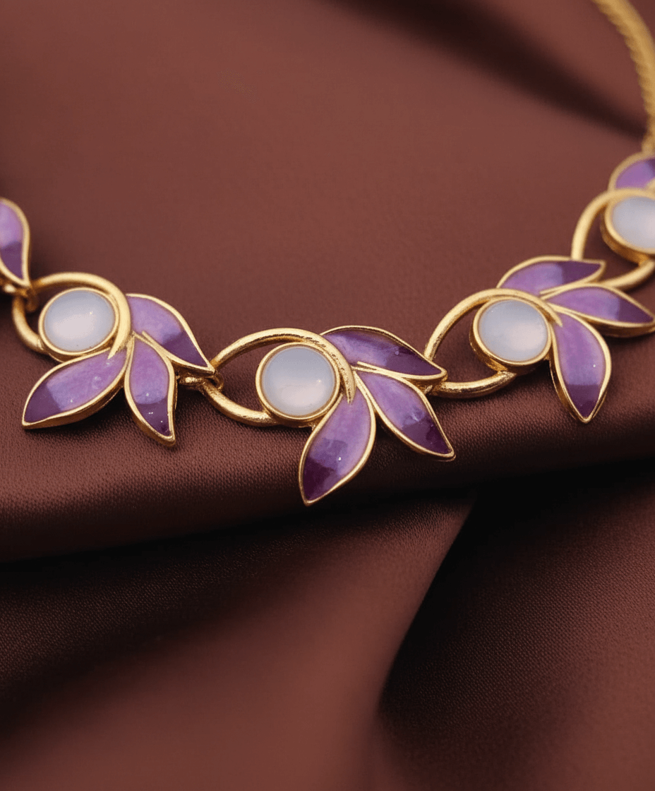 Purple 3Pan Premium Necklace & Earrings Set