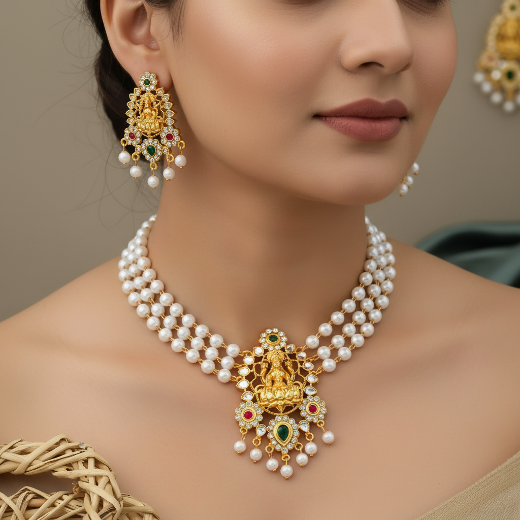 Lakshmi Pearl Temple Set