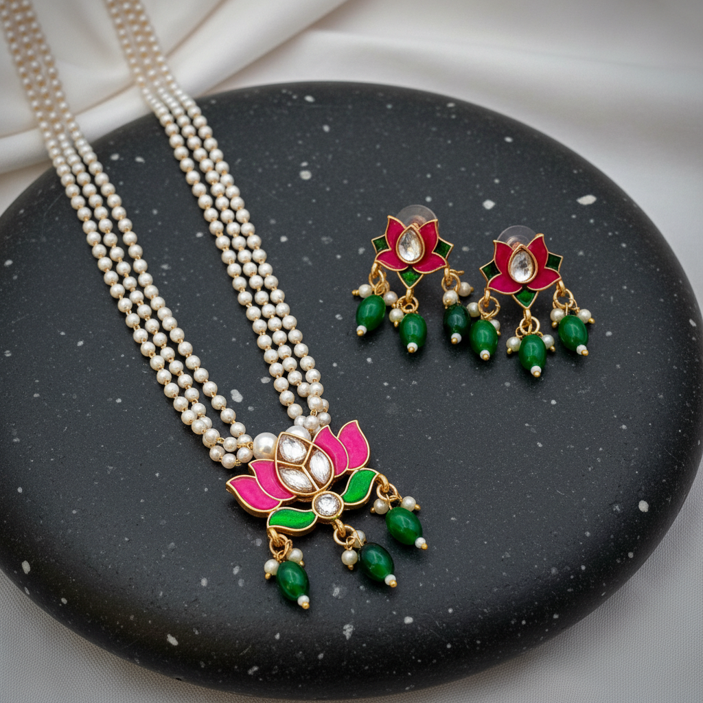 Kamal Pendant Pearl Necklace