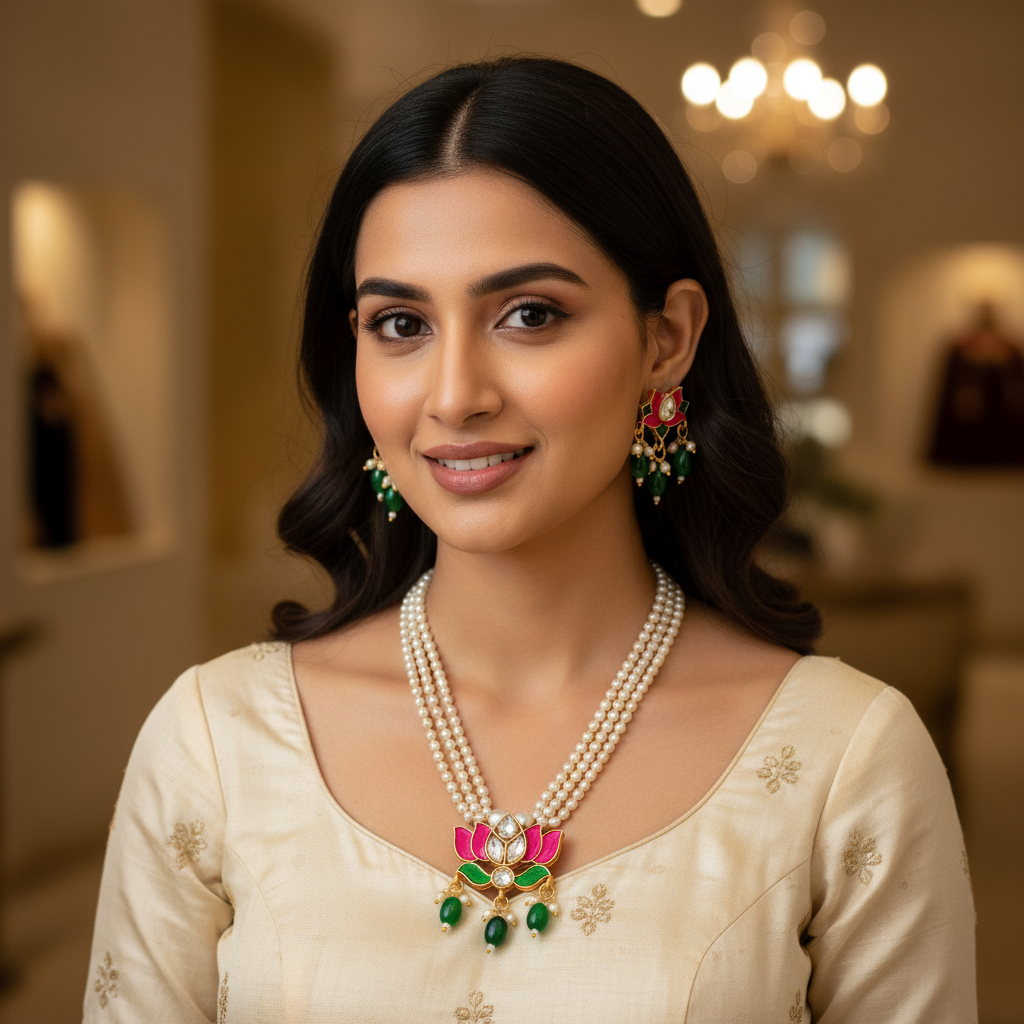 Kamal Pendant Pearl Necklace