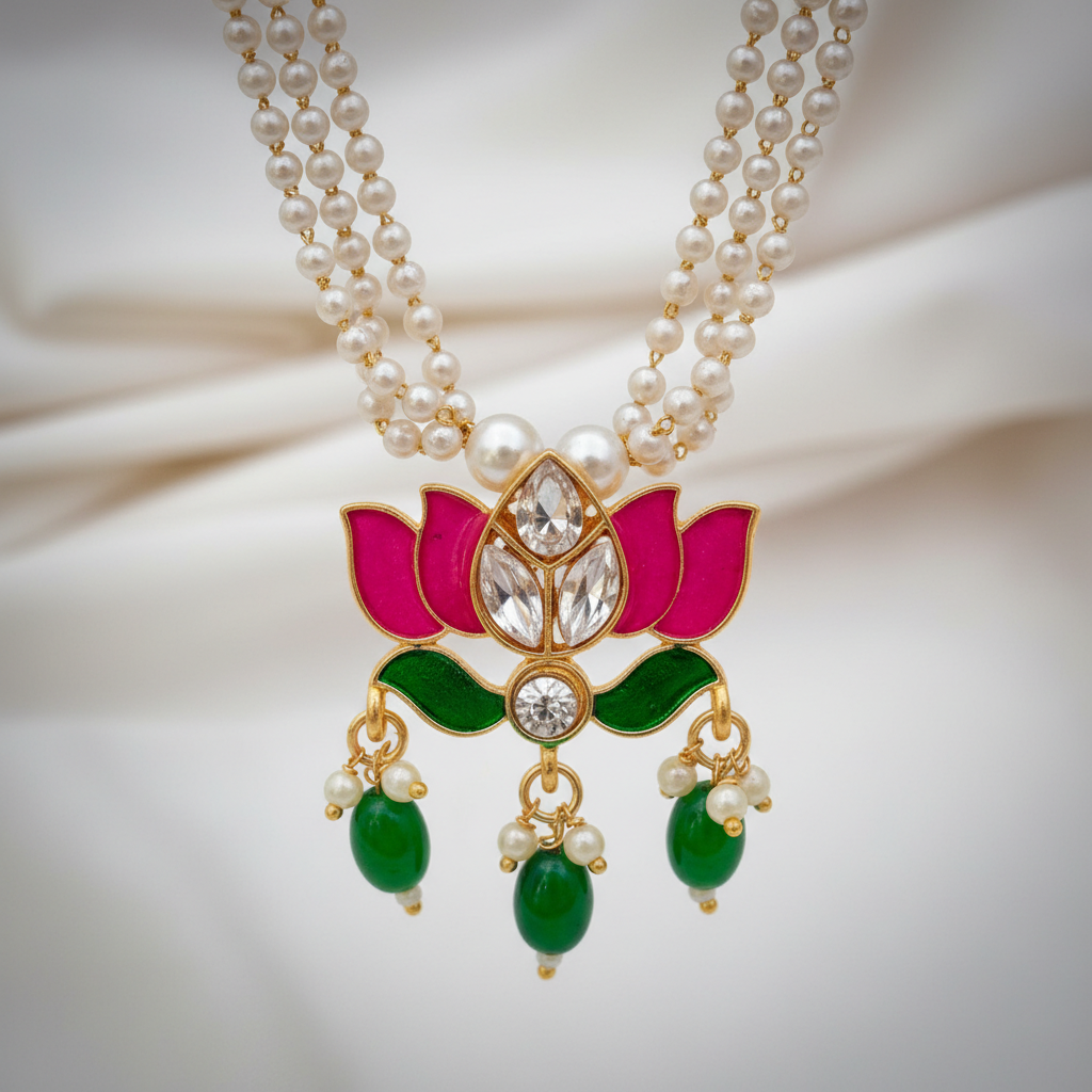 Kamal Pendant Pearl Necklace