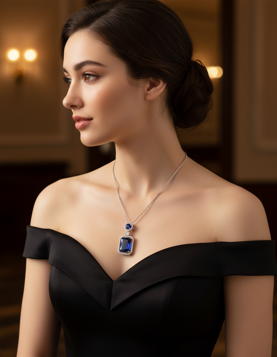Winny Stone Pendant - NavyBlue