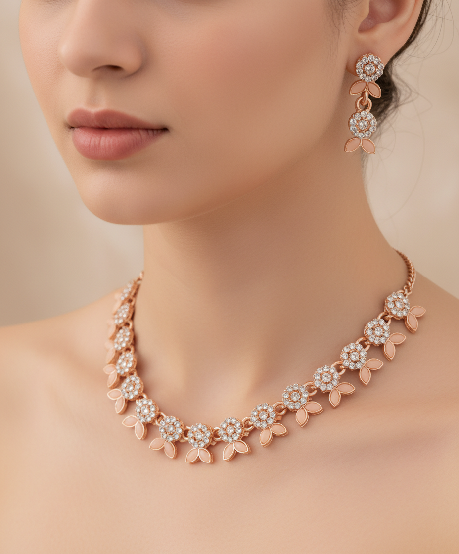 Premium Elegant Rose Gold Necklace Set