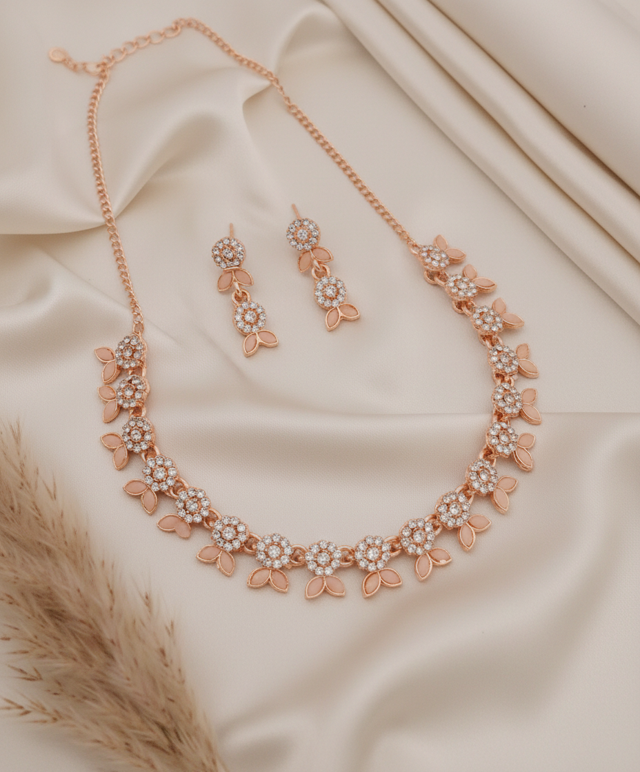 Premium Elegant Rose Gold Necklace Set