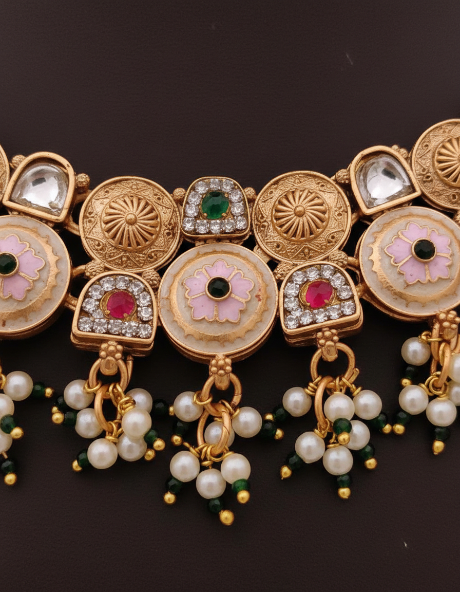 Premium Floral Kundan Pearl Set