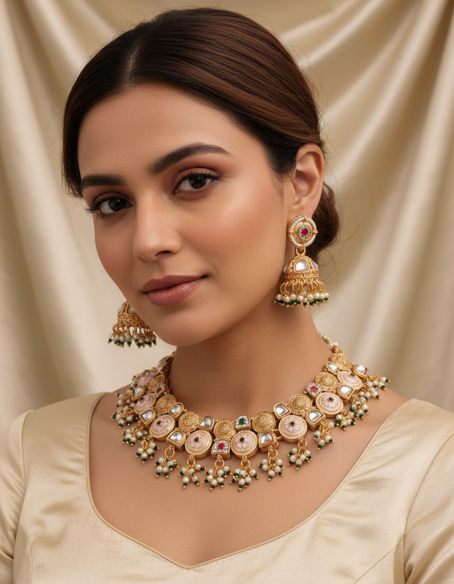 Premium Floral Kundan Pearl Set
