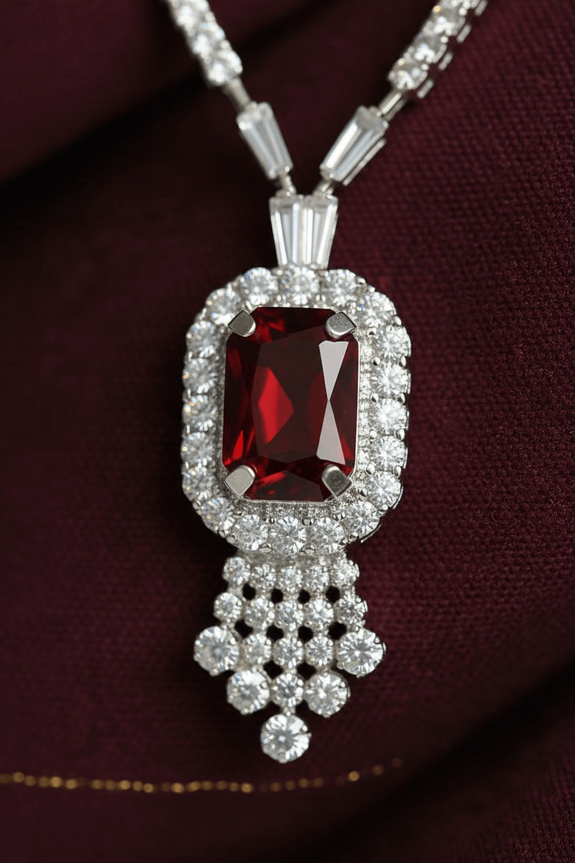 Red Rangila Premium Necklace & Earrings Set