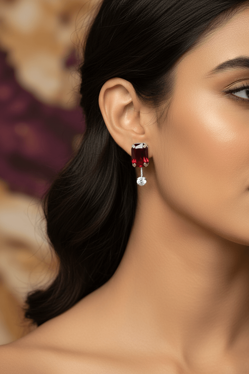 Red Rangila Premium Necklace & Earrings Set