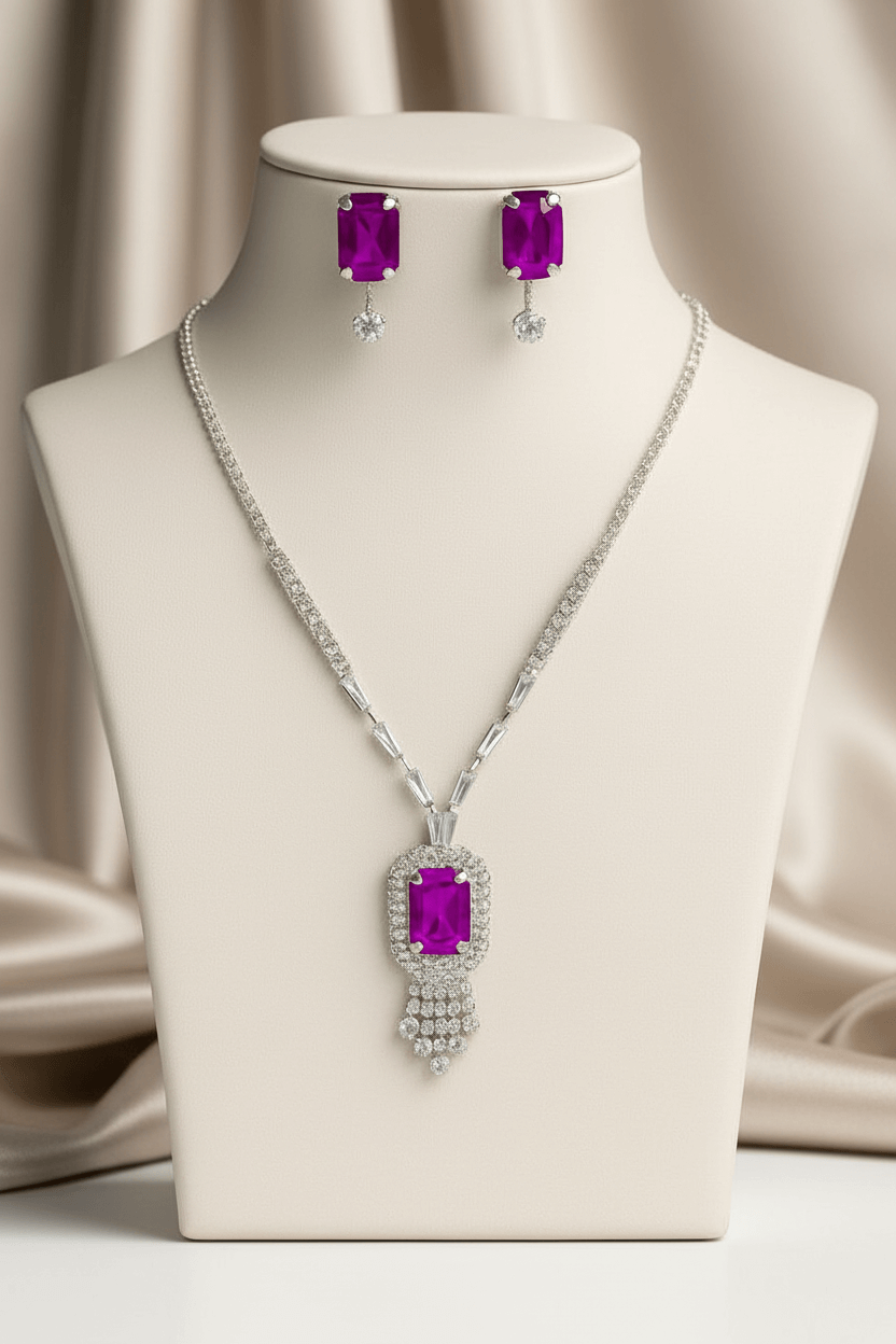 Purple Rangila Premium Necklace & Earrings Set