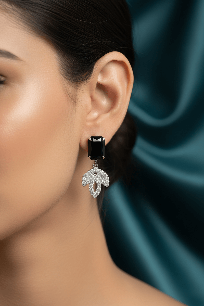 Black Leaf Premium Necklace & Earrings Set
