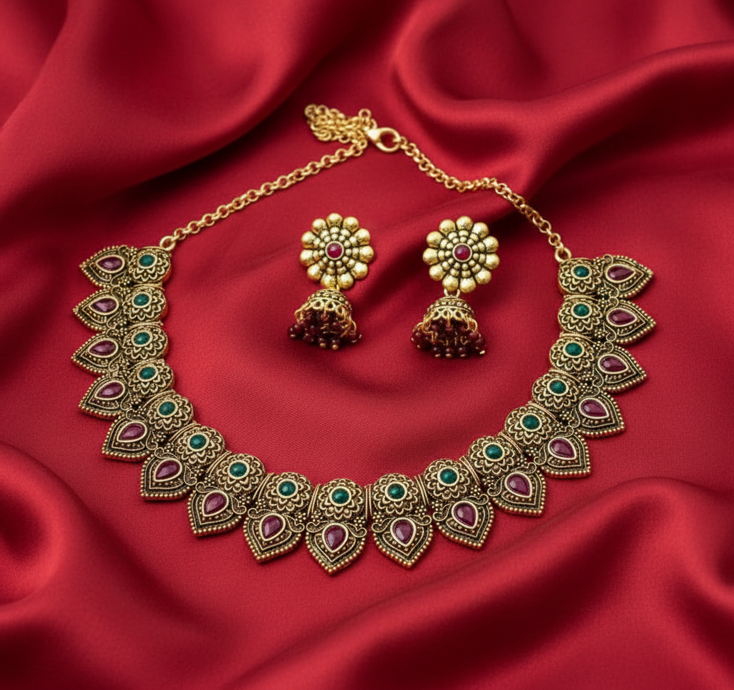 Traditional Stone Studded Necklace Set