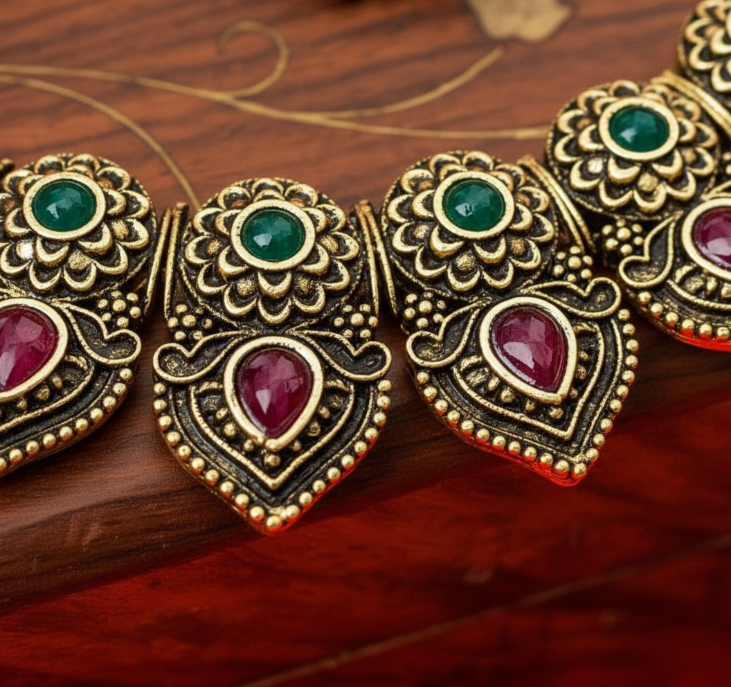 Traditional Stone Studded Necklace Set