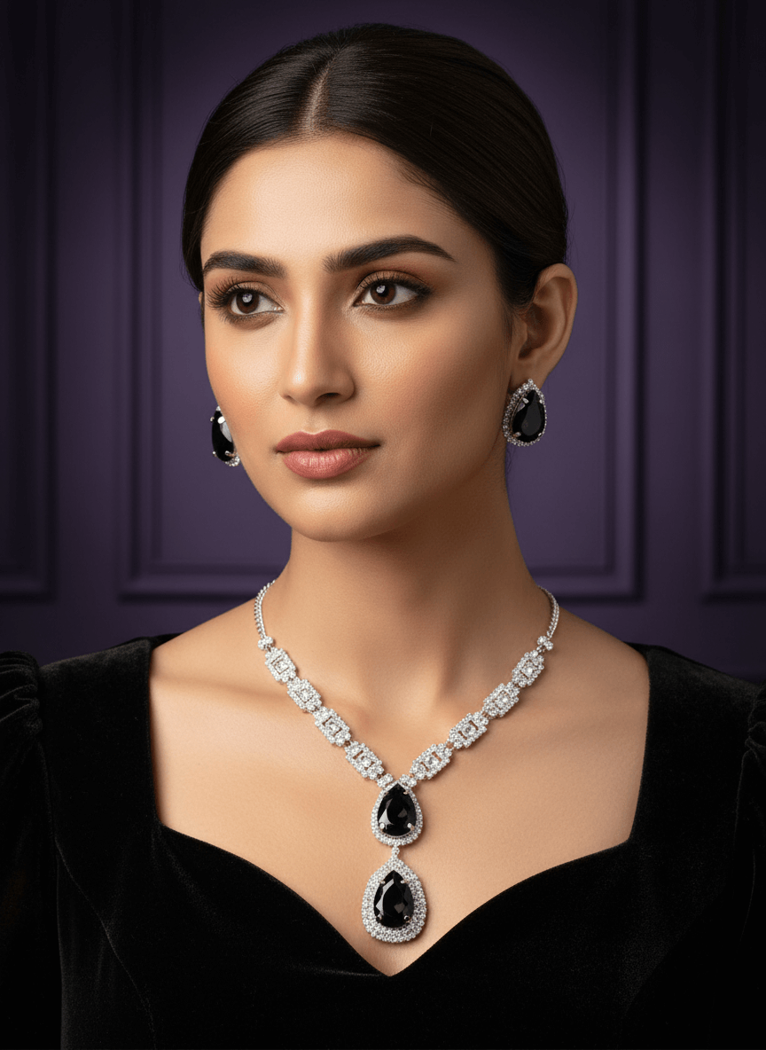 Black Teardrop Diamond Necklace