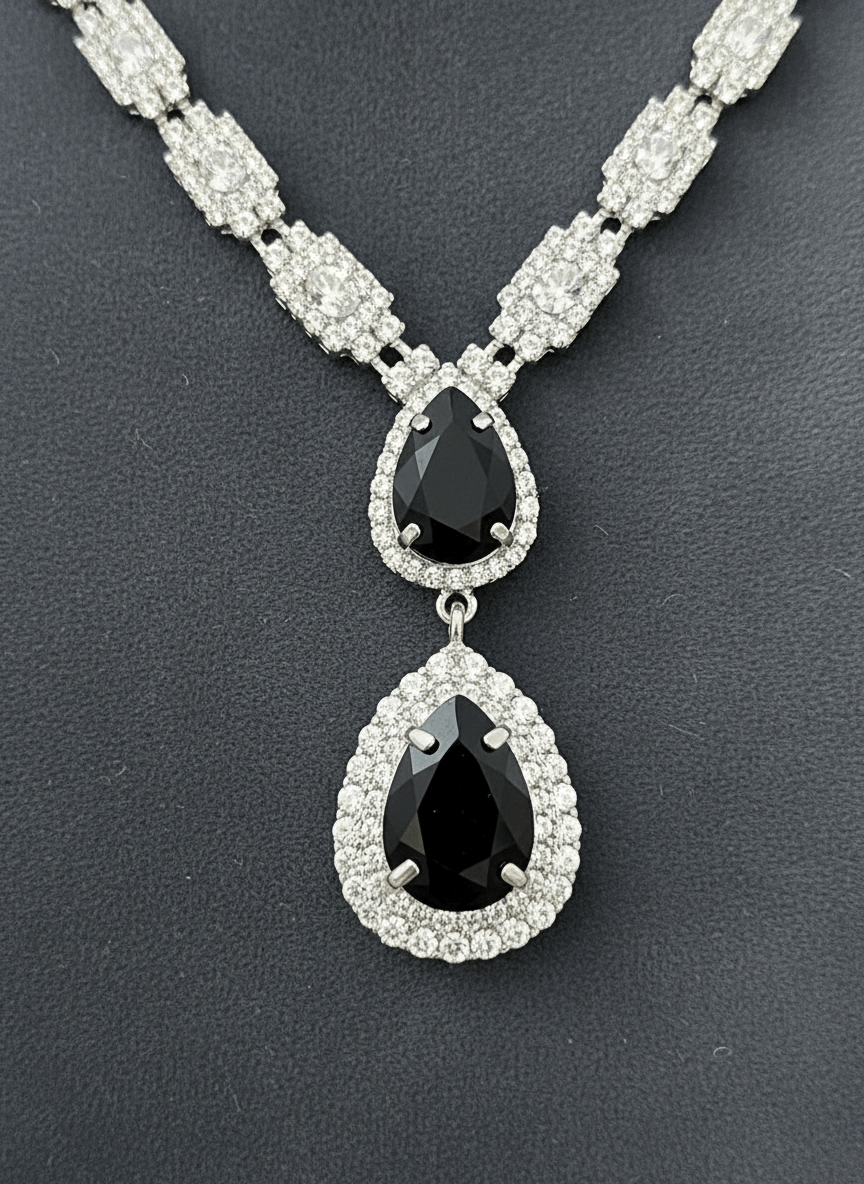Black Teardrop Diamond Necklace