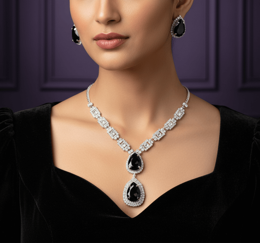 Black Teardrop Diamond Necklace