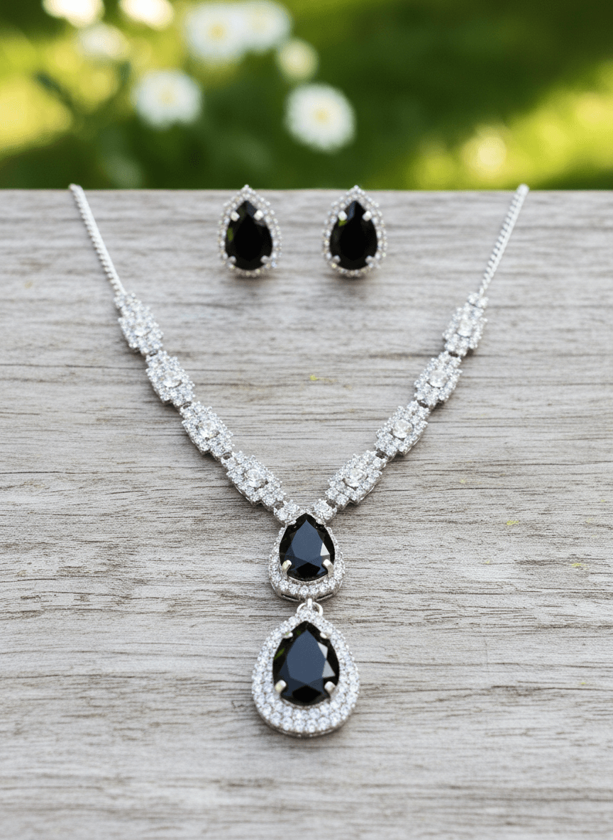 Black Teardrop Diamond Necklace