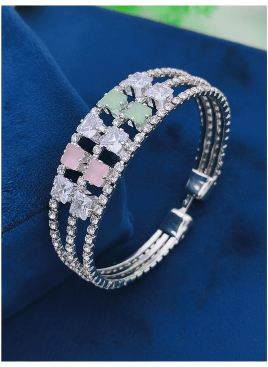 Elegant Multicolor Stone Kada Bracelet