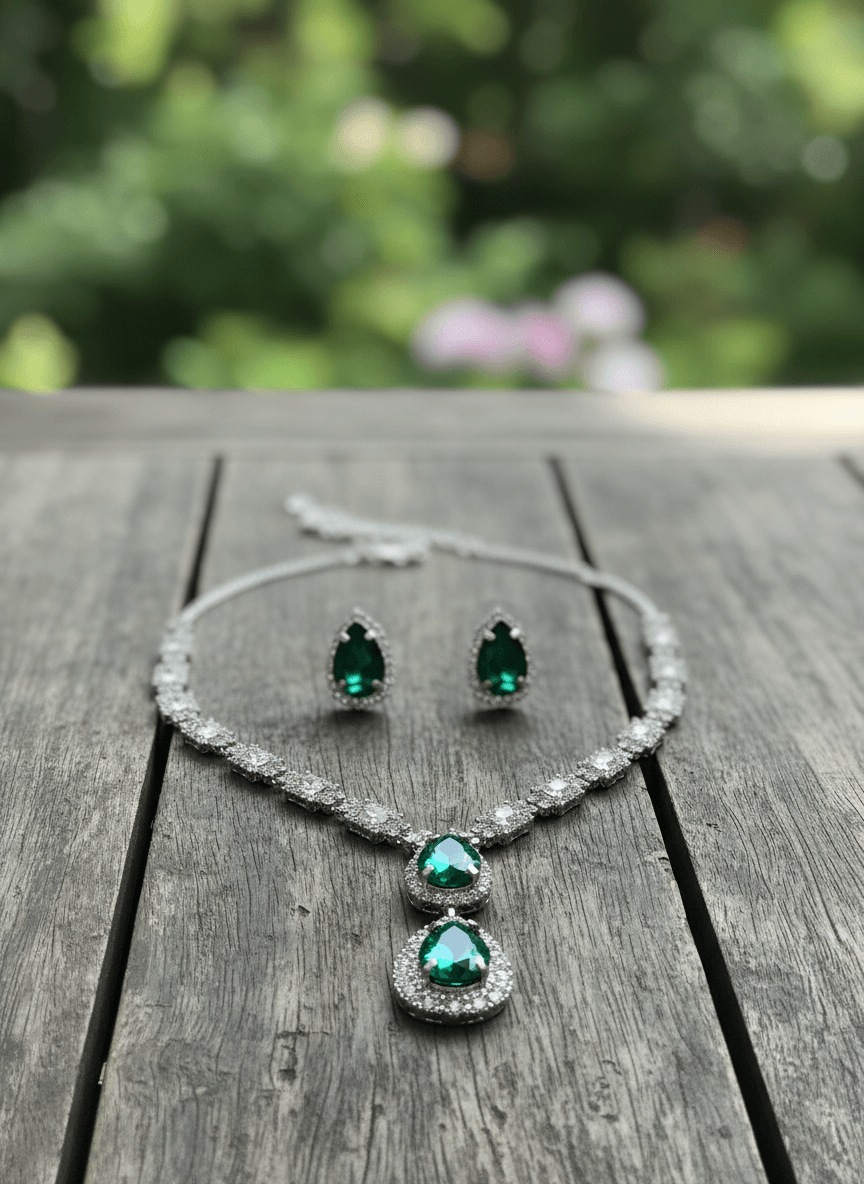 Green Teardrop Diamond Necklace