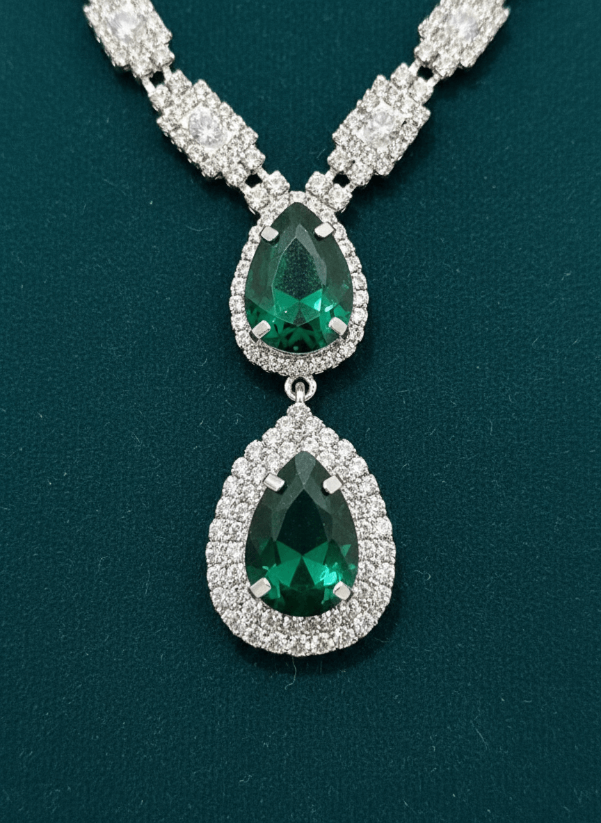 Green Teardrop Diamond Necklace