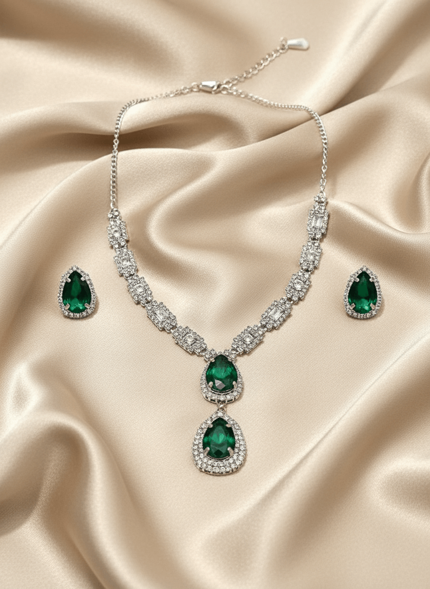 Green Teardrop Diamond Necklace