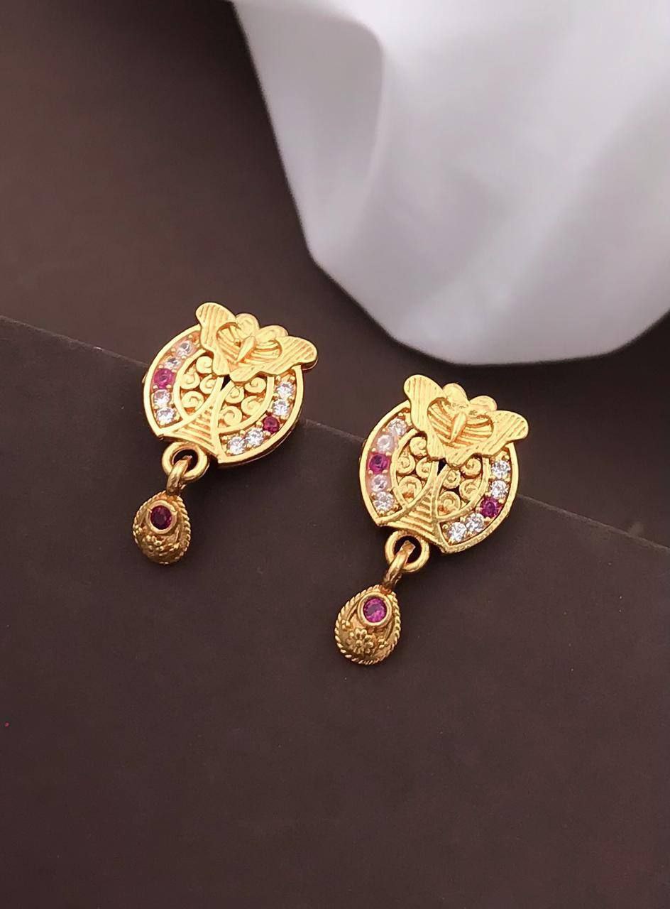 Golden Floral Motif Earrings