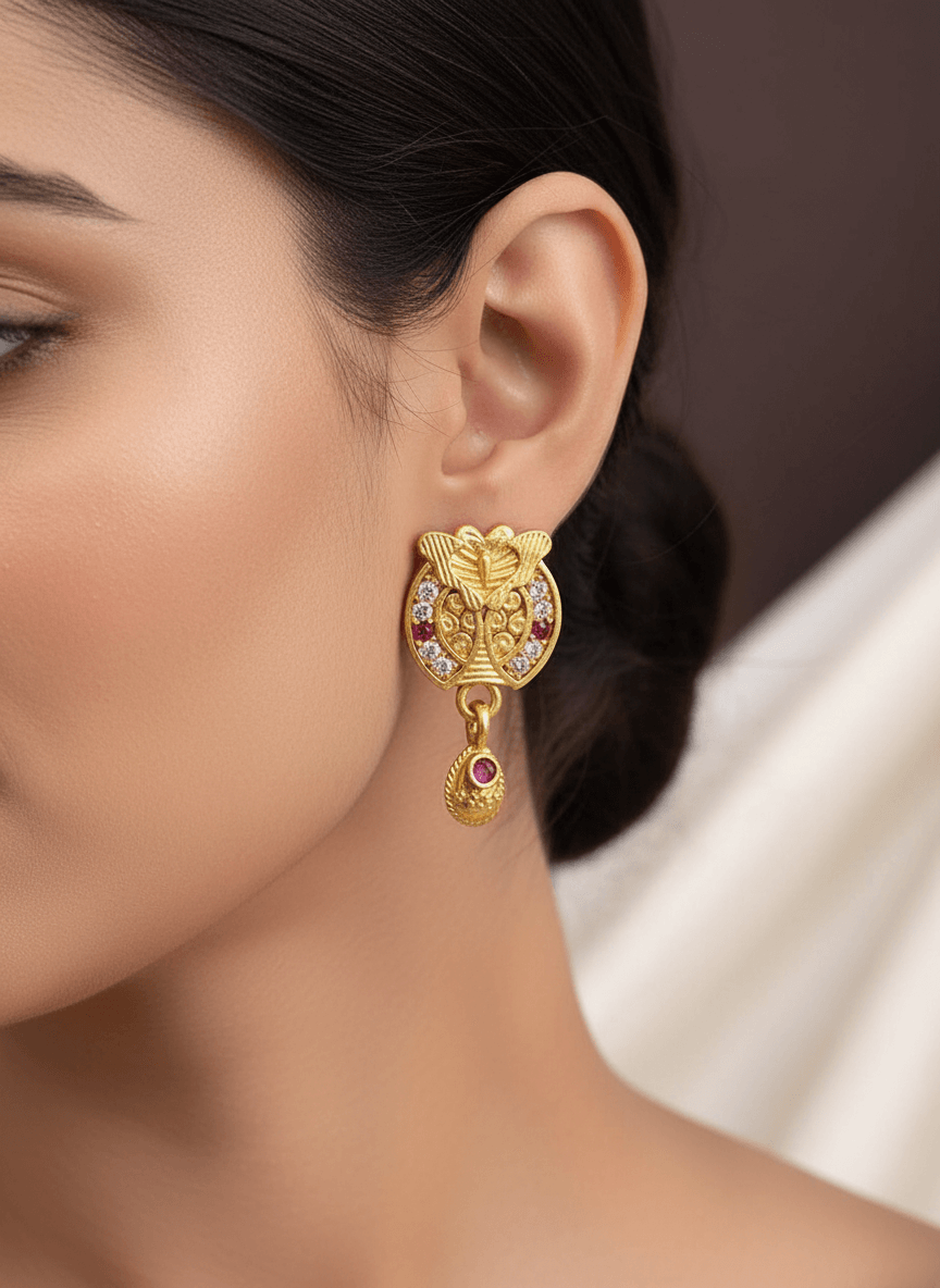 Golden Floral Motif Earrings