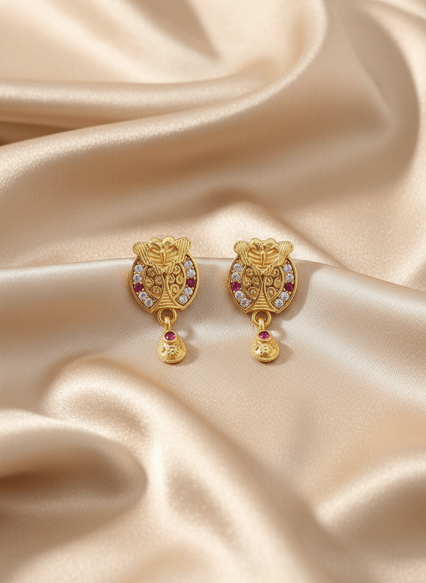 Golden Floral Motif Earrings