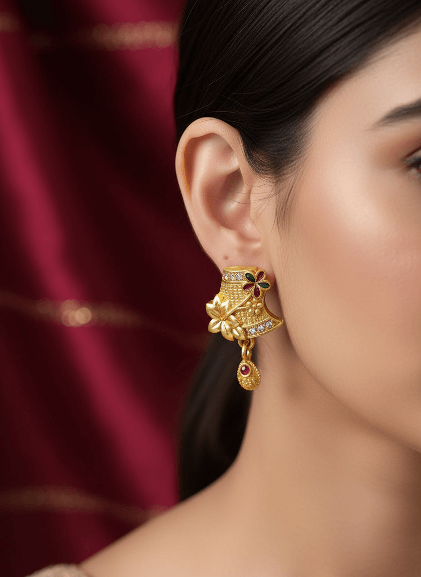 Golden Brass & Alloy Premium Earrings