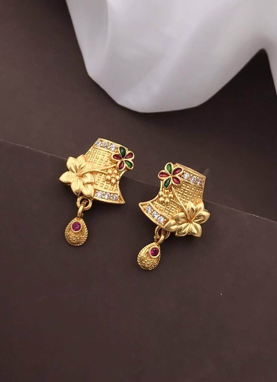Golden Brass & Alloy Premium Earrings