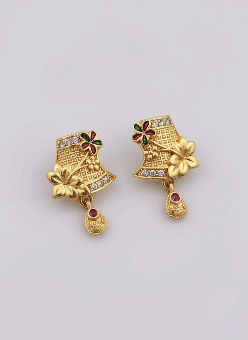 Golden Brass & Alloy Premium Earrings
