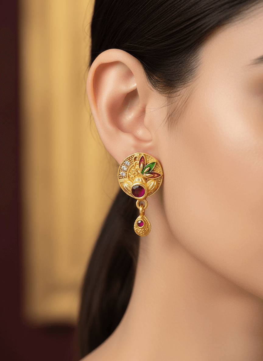 Lotus Motif Earrings For Women & Girl