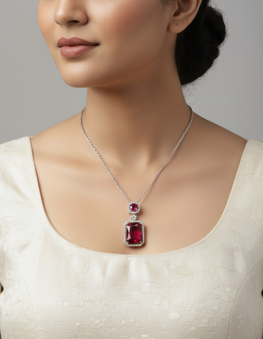 Winny Stone Pendant - Red