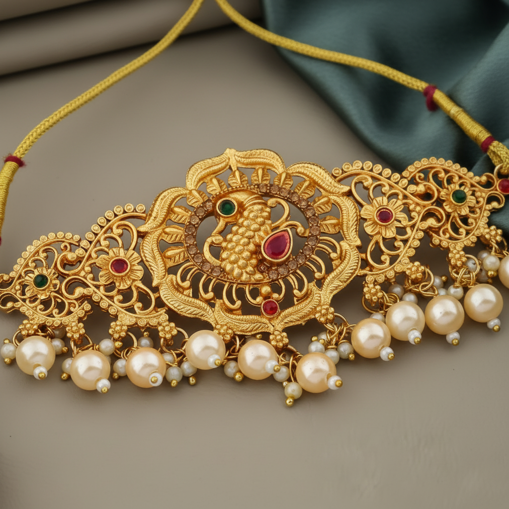 Nayanthara Peacock Temple Necklace Set