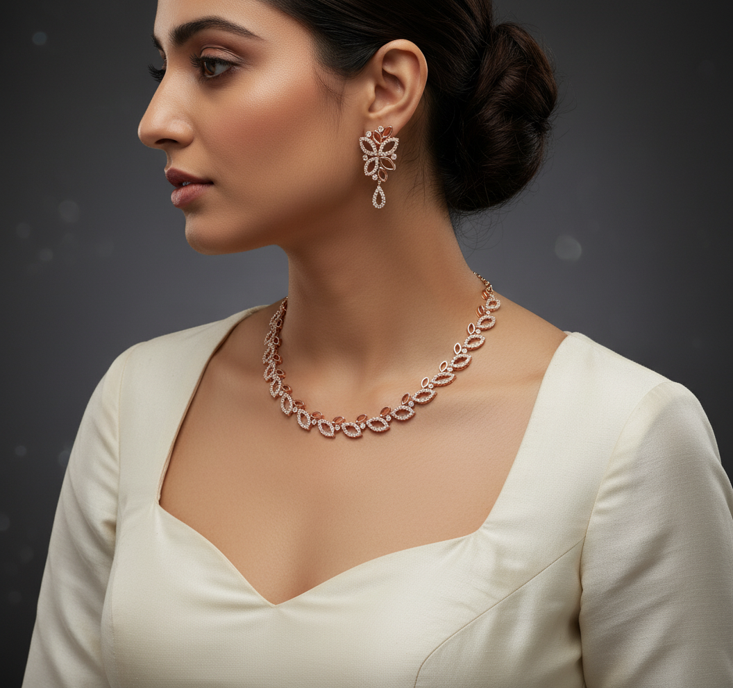 Rose Leaf Grace Necklace Set