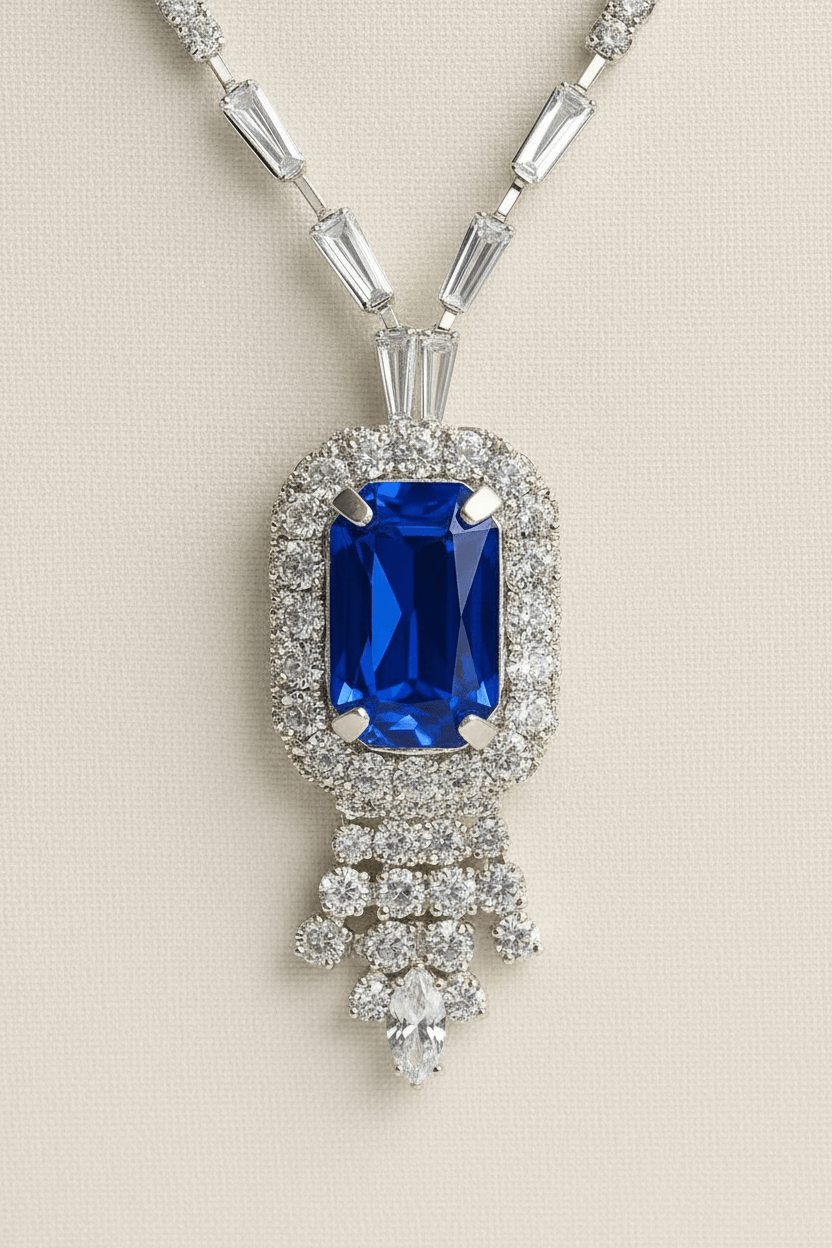 Blue Rangila Premium & Elegant ( Ira Sapphire ) Necklace & Earrings Set For Women & Girl