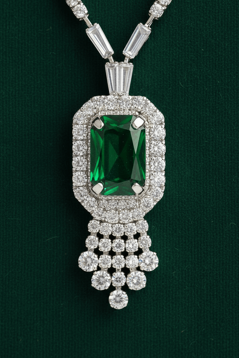 Green Rangila Premium Necklace & Earrings