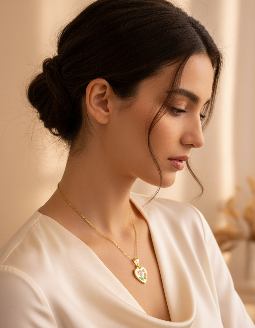 GOLD HEART FLOWER PENDANT 💛