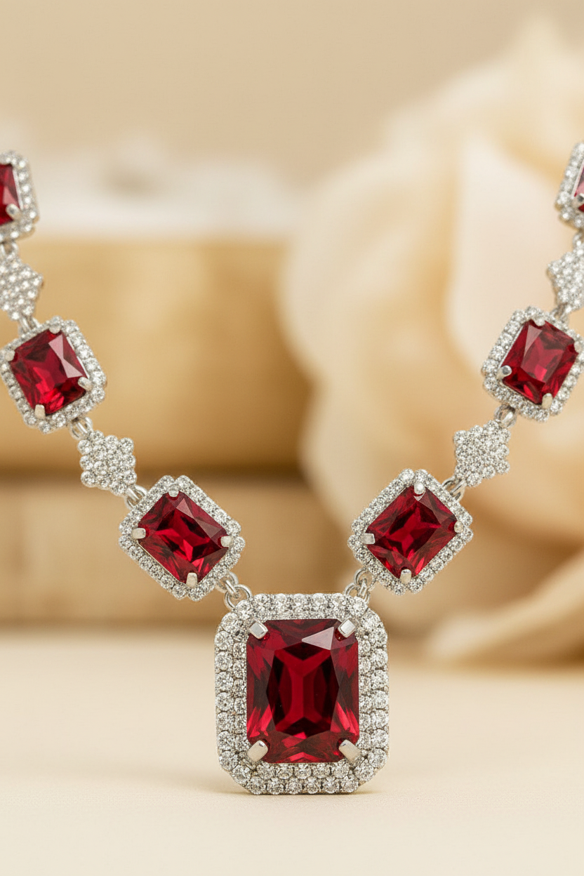 Rubi Necklace Set - Red