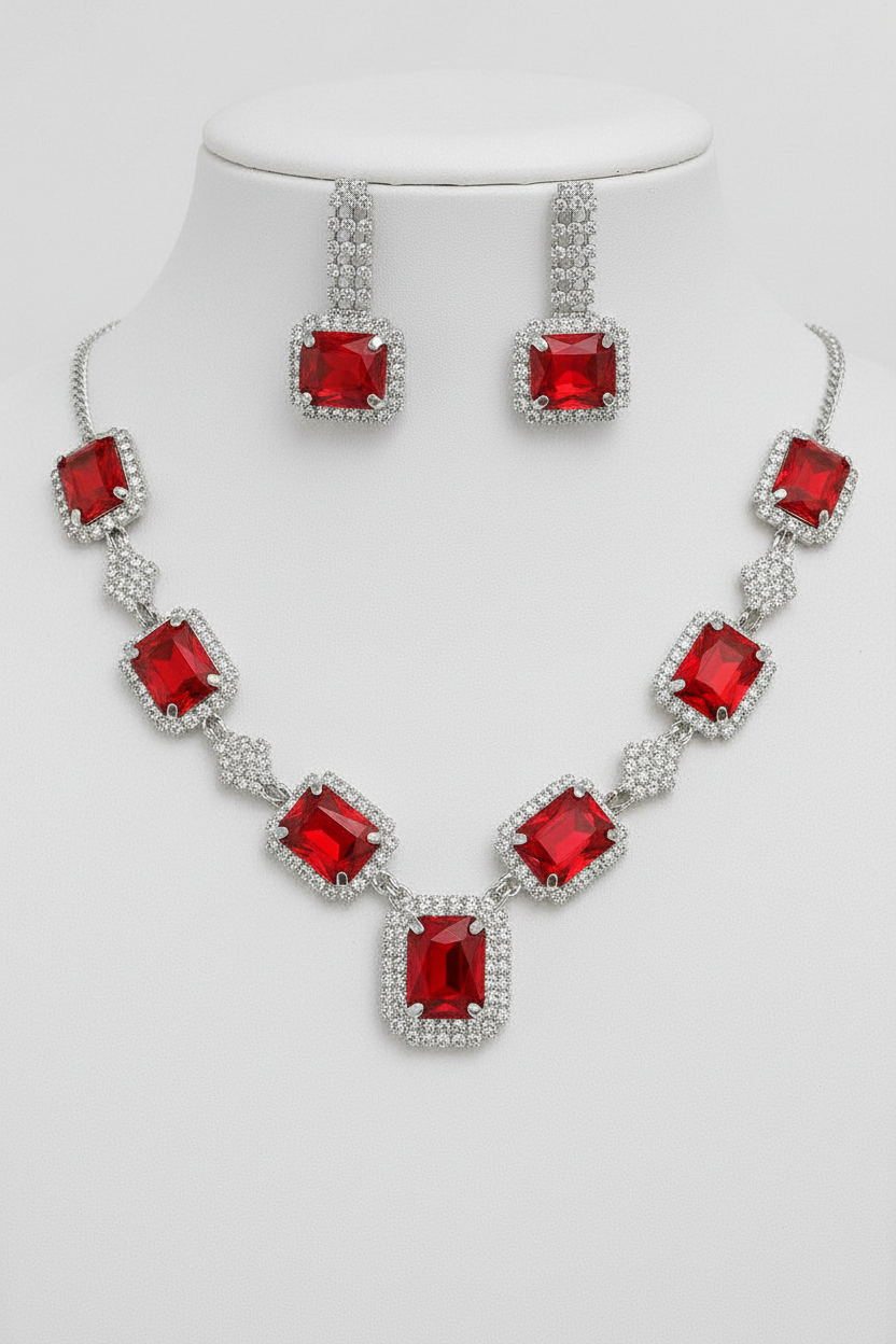 Rubi Necklace Set - Red