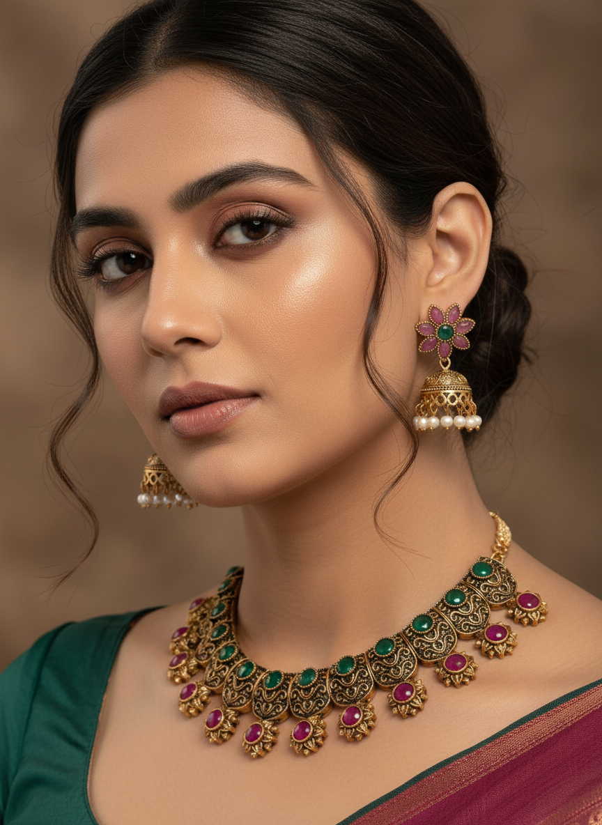 Heavy Antique Bridal Necklace Set