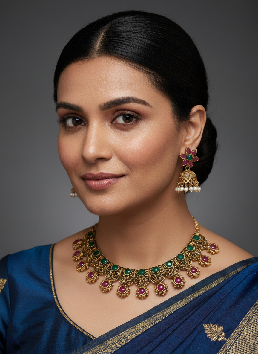 Heavy Antique Bridal Necklace Set