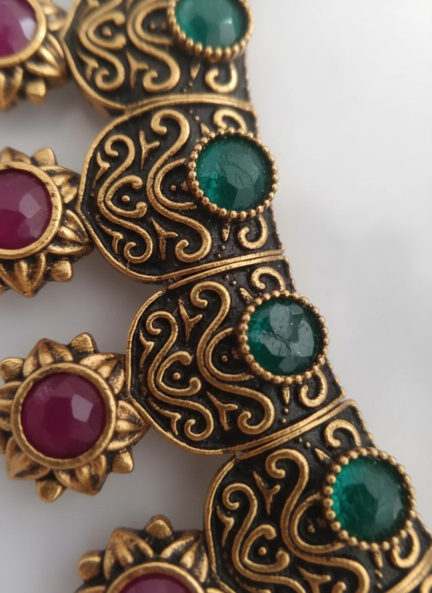Heavy Antique Bridal Necklace Set