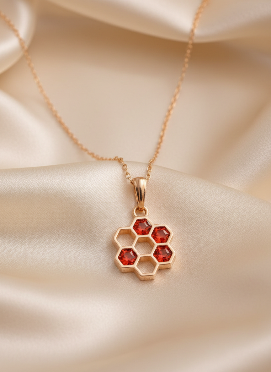 RED HEXAGON PENDANT CHAIN