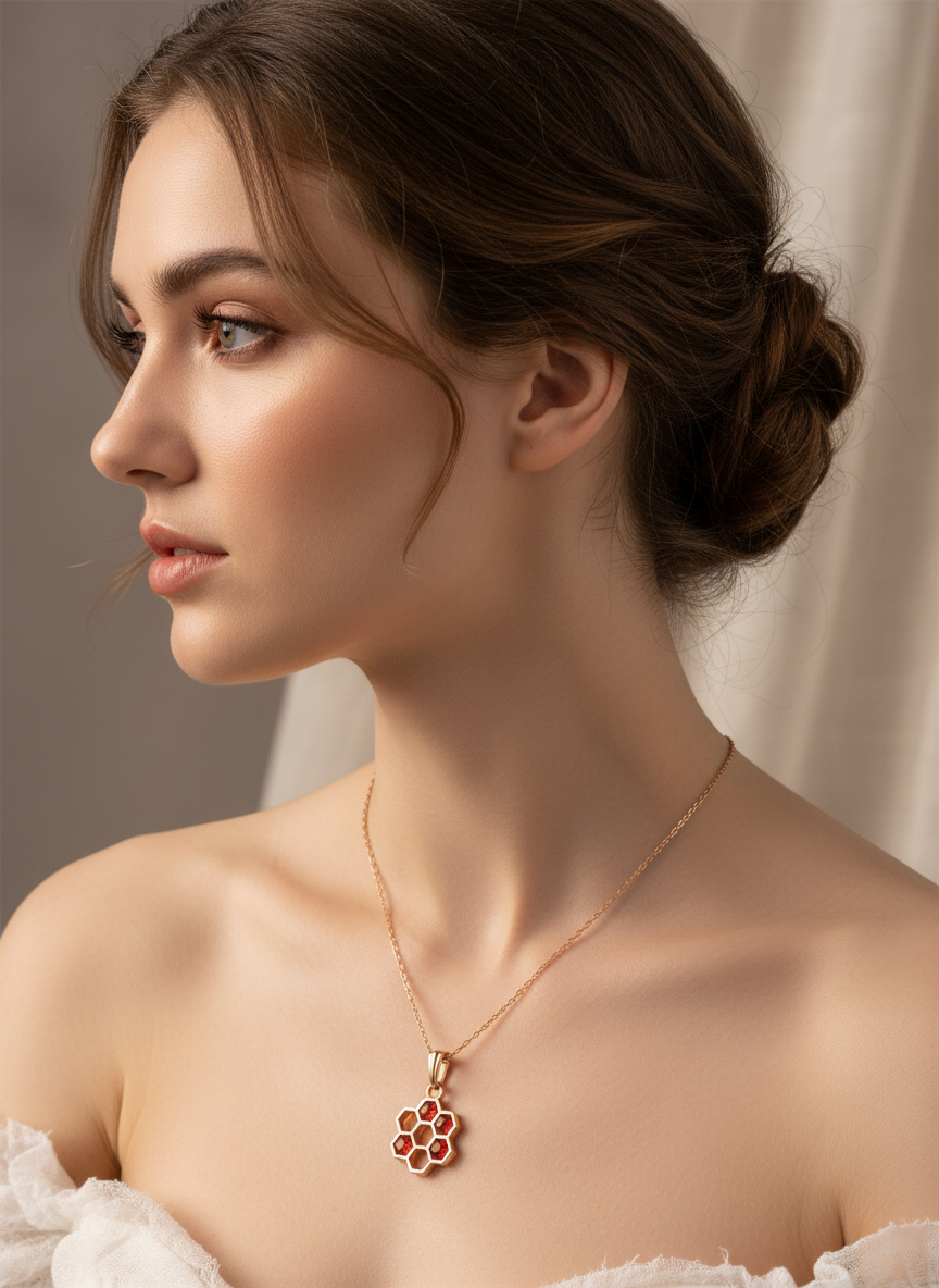 RED HEXAGON PENDANT CHAIN