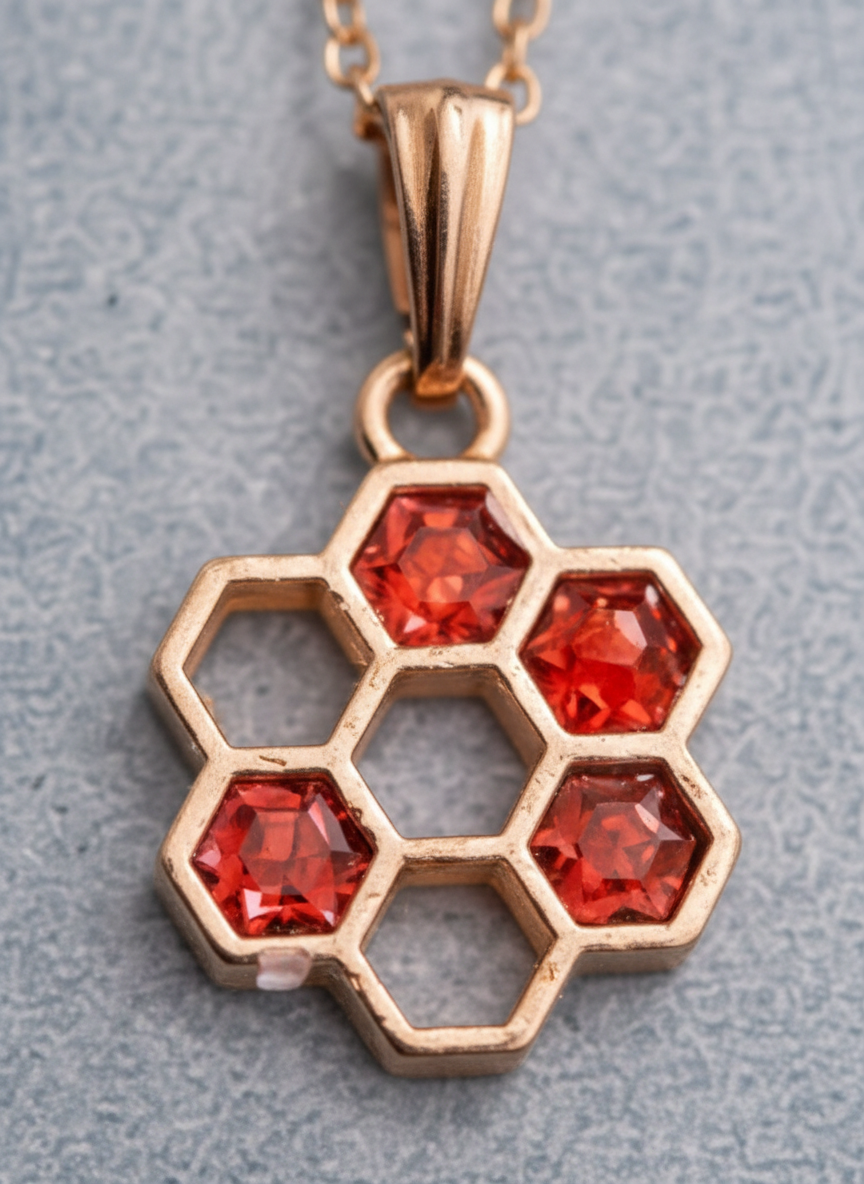 RED HEXAGON PENDANT CHAIN