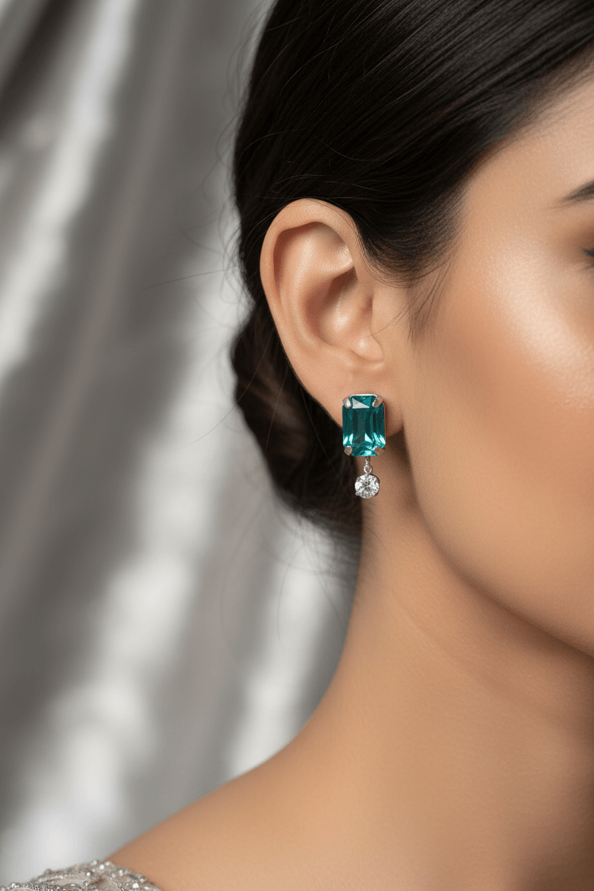 Teal Rangila Premium & Elegant ( Riya Teal Shine ) Necklace & Earrings Set For Women & Girl