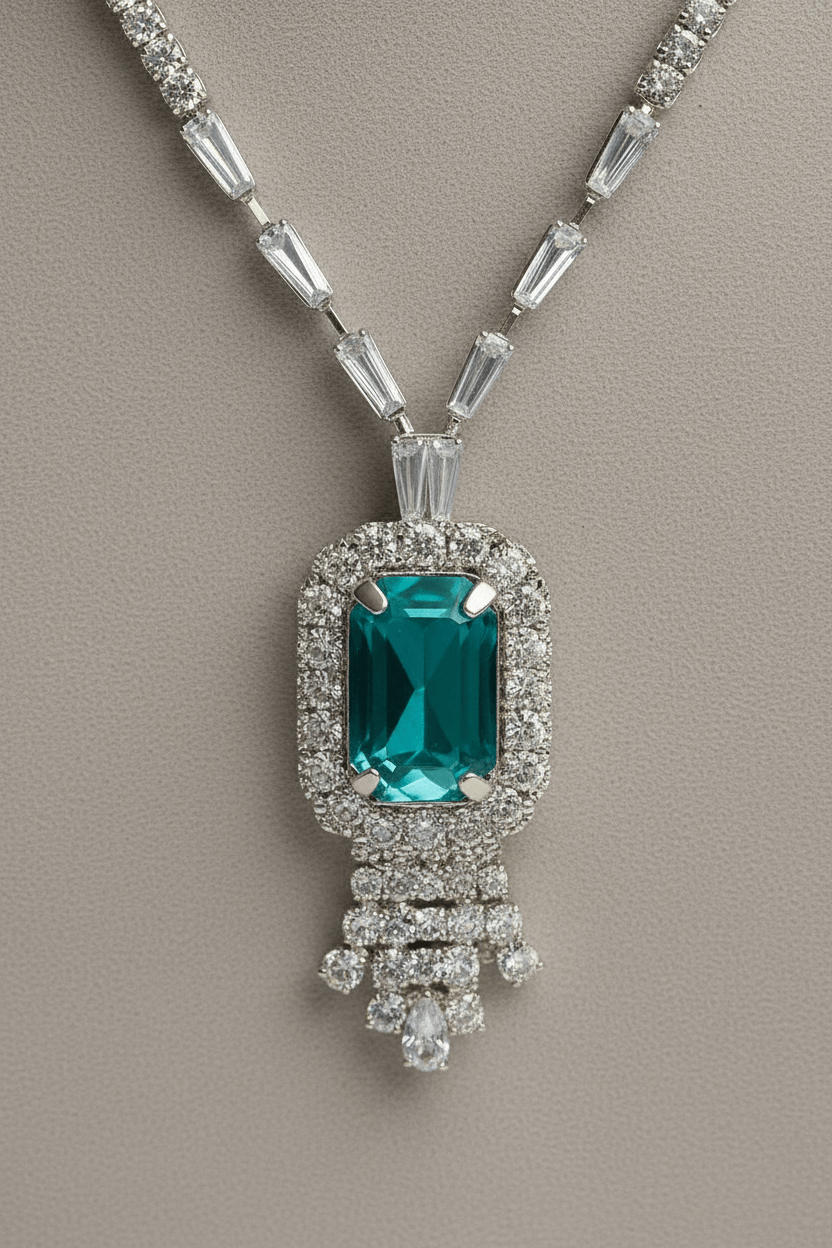 Teal Rangila Premium & Elegant ( Riya Teal Shine ) Necklace & Earrings Set For Women & Girl