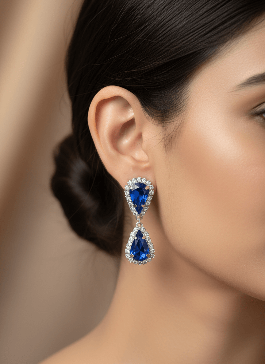 Royal Blue Tilak Premium Necklace & Earrings Set