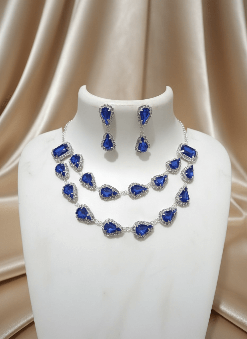 Royal Blue Tilak Premium Necklace & Earrings Set