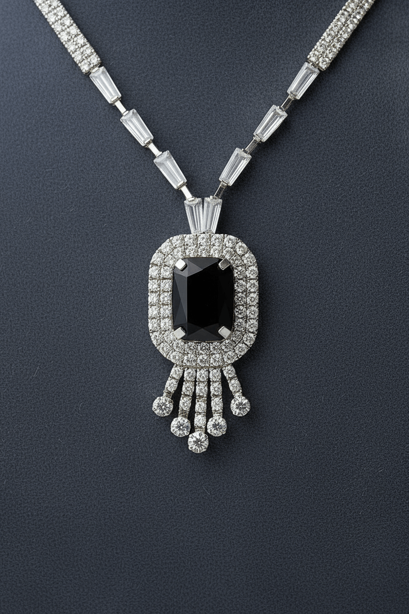 Black Rangila Premium Necklace & Earrings Set